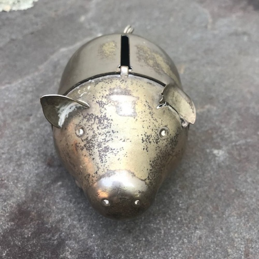 Vintage  Silver Plate Piggy Bank